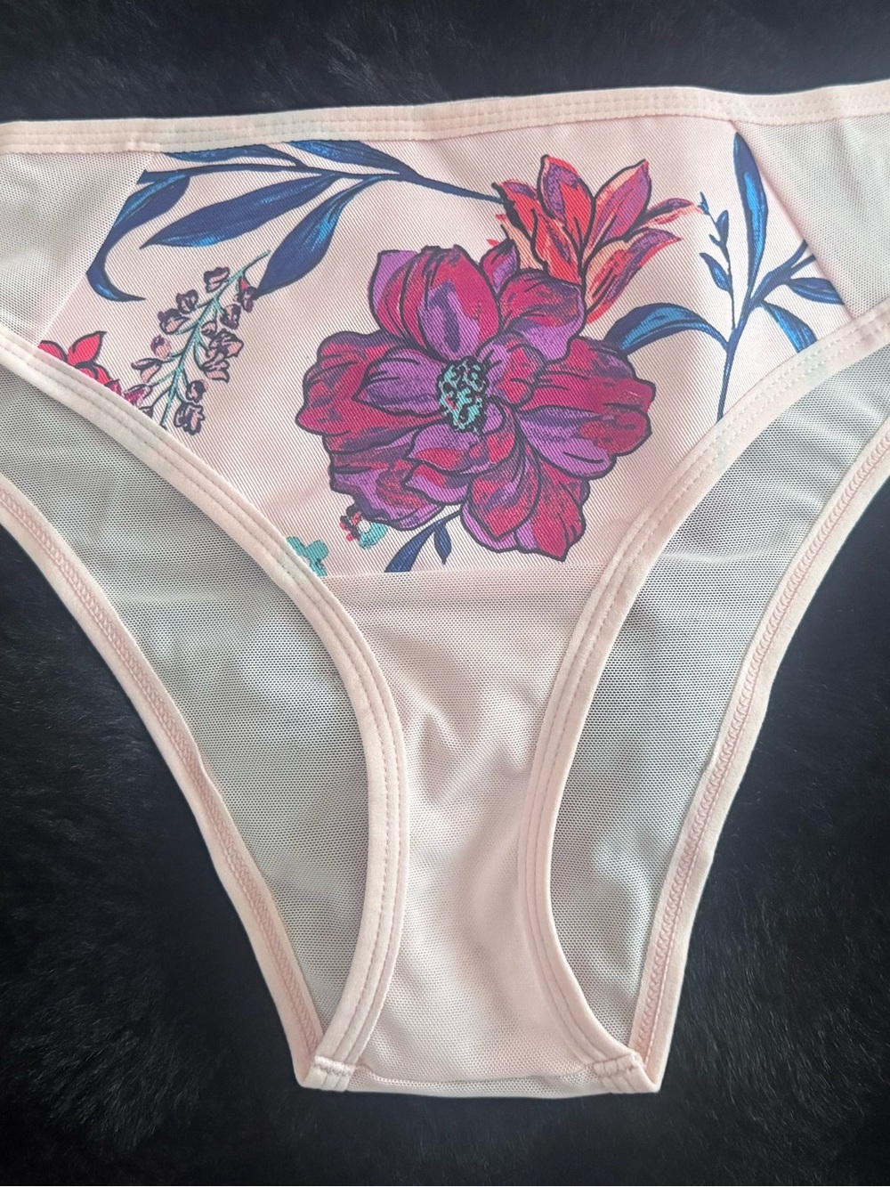 Adore Me Light Pink Floral Panties with Purple Bloom
